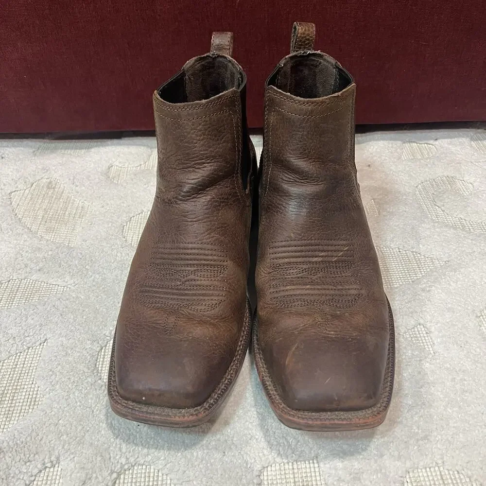 Ariat Ultra Square Toe Booker Chelsea Cowboy Western Boots Brown Leather 12D